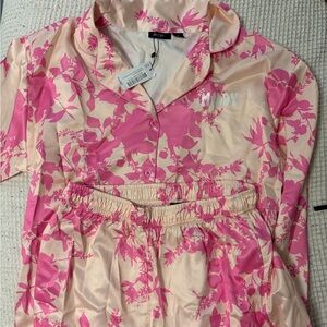 Nasty Gal Pink and Cream Floral Pajama Set